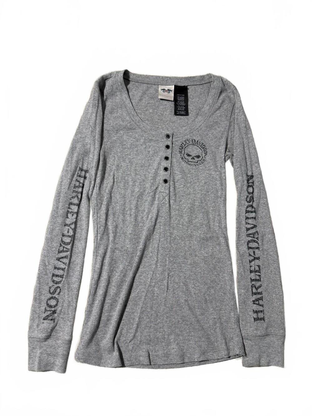 Harley-Davidson Gray Ribbed Thermal Long-Sleeve Shirt Size S